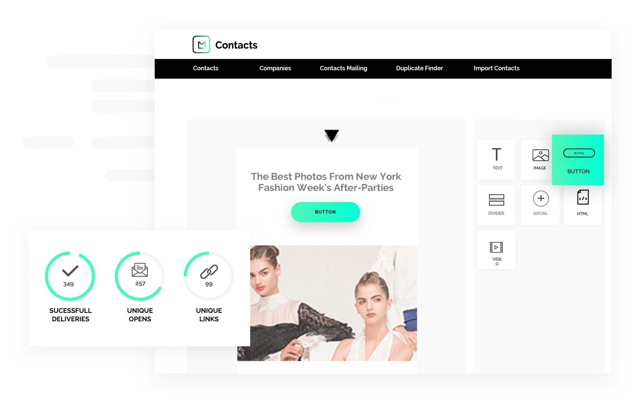 product screen showing email management with a contact using the simple contact management software