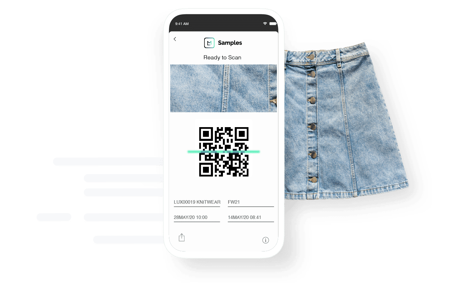 mobile app screen showing the rfid function of the sample software