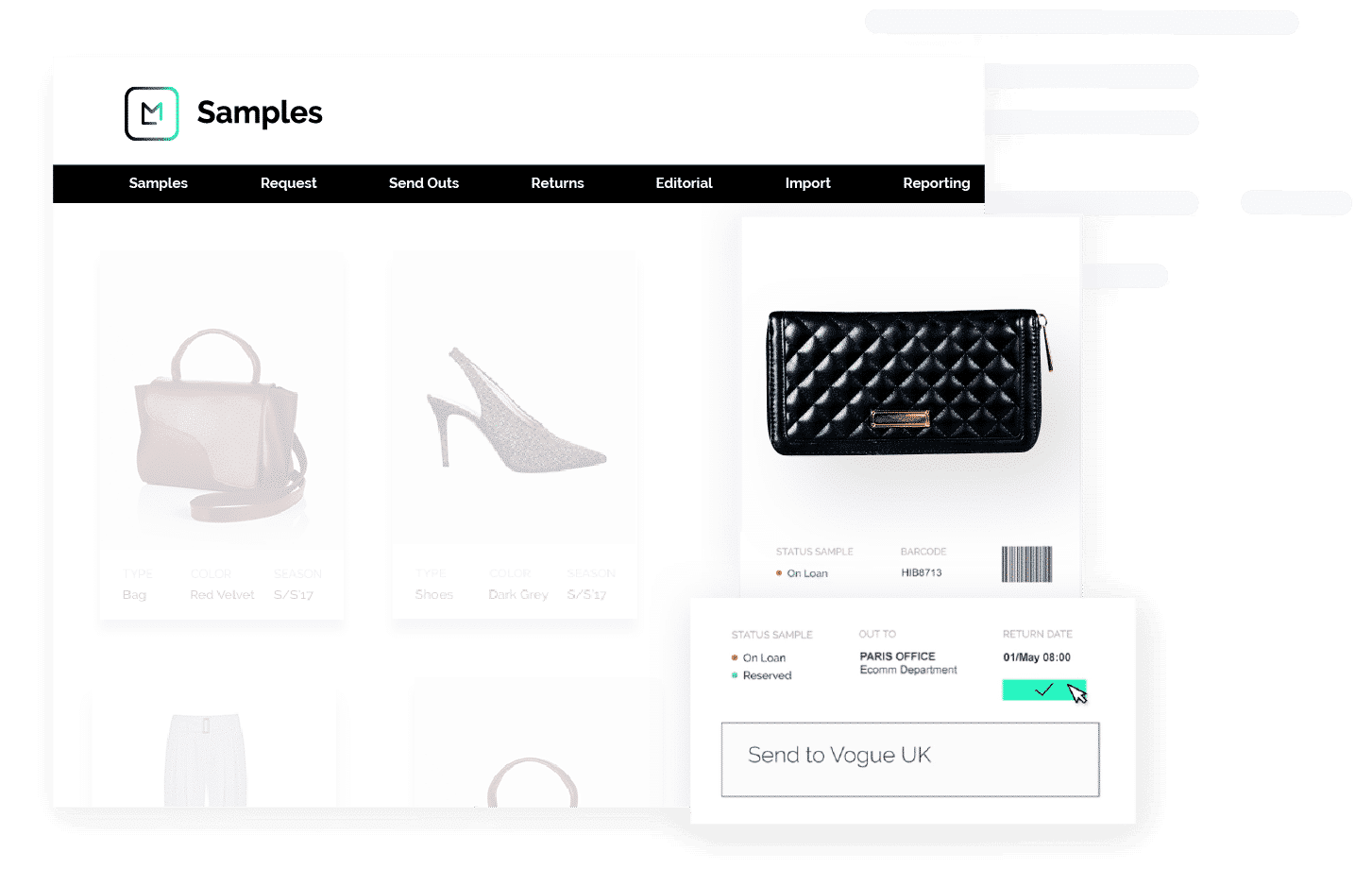 product screen showing the samples reservation feature of the sample tracking software