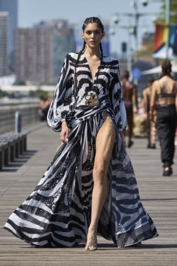 Bronx & Banco Floor length zebra print dress at New York Fashion Week