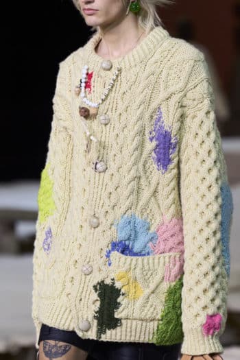 Coach Cream knitted jumper with colour splashes at New York Fashion week